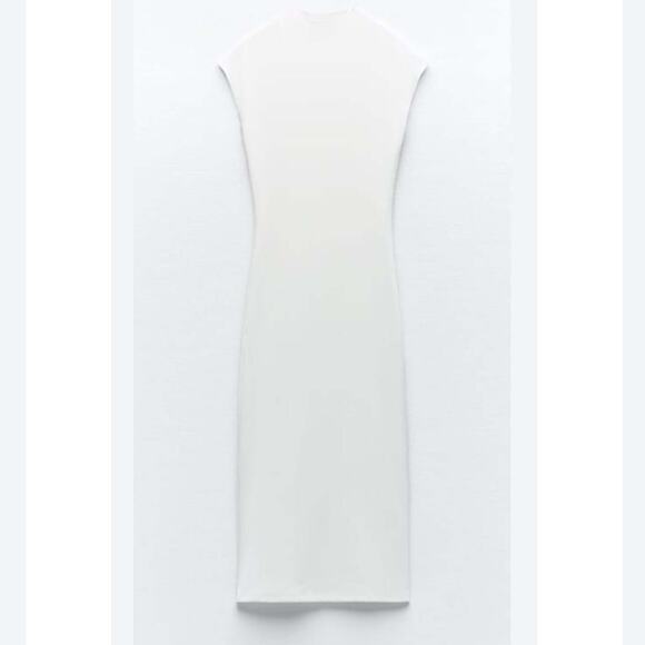 ZARA Fitted V-Neck Midi Dress Size Small NWT - Picture 6 of 6